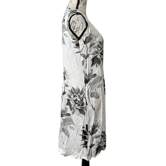Jams World Sleeveless Dress White Black Floral Sunflower Tropical Women Size XL - Picture 2 of 7